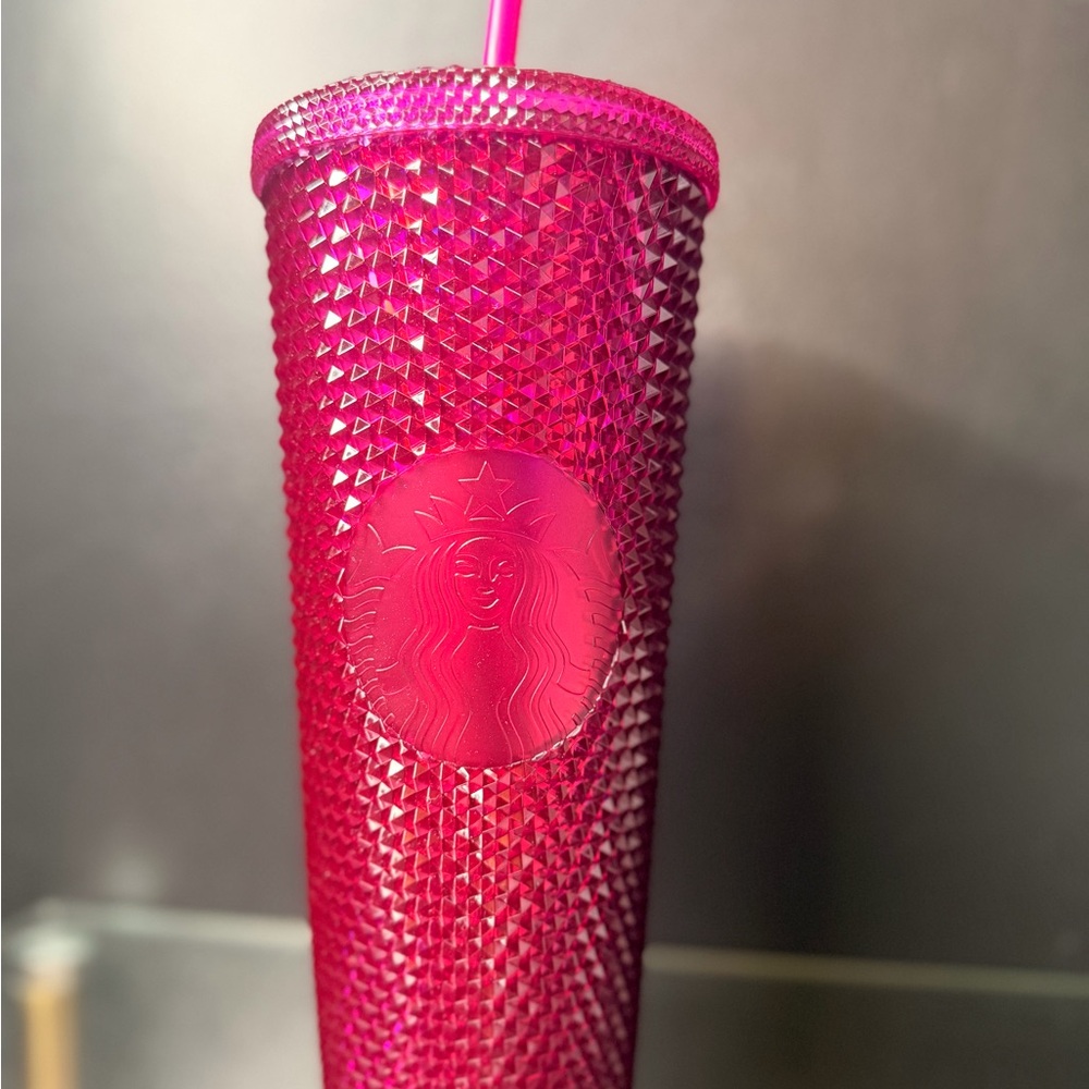 Starbucks Hot Pink Studded Ombre Tumbler with Straw